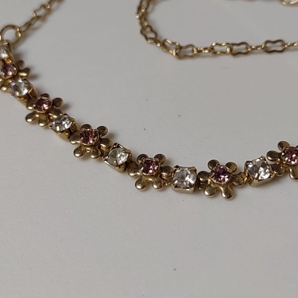 Pretty Gold Tone With Purple And Clear Stones Avon Flower Anklet Or Bracelet - Picture 4 of 8